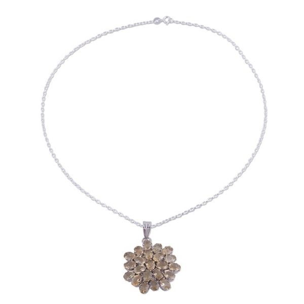 Alternate image for Twenty-Two Carat Citrine Pendant Necklace with Rhodium Sunny Brilliance