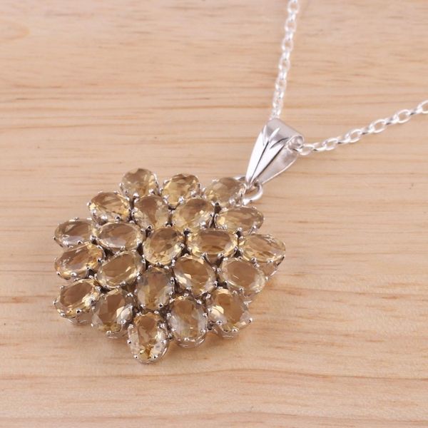 Alternate image for Twenty-Two Carat Citrine Pendant Necklace with Rhodium Sunny Brilliance