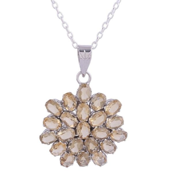 Alternate image for Twenty-Two Carat Citrine Pendant Necklace with Rhodium Sunny Brilliance