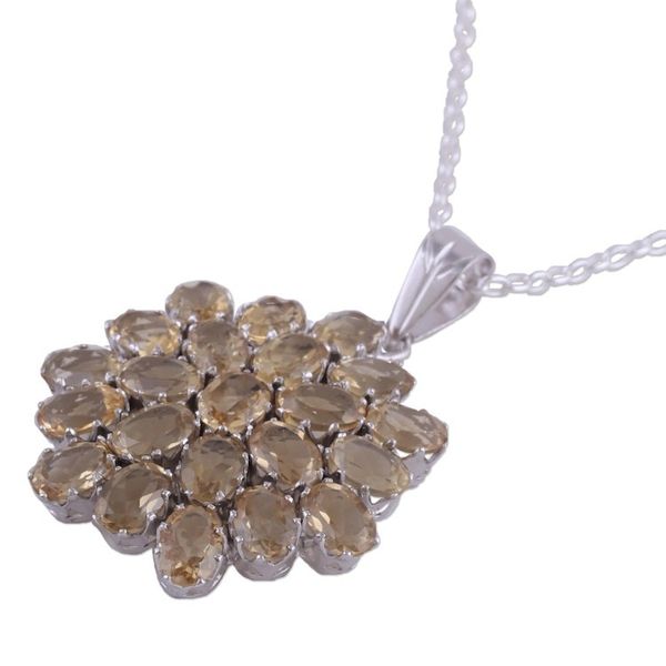 Alternate image for Twenty-Two Carat Citrine Pendant Necklace with Rhodium Sunny Brilliance