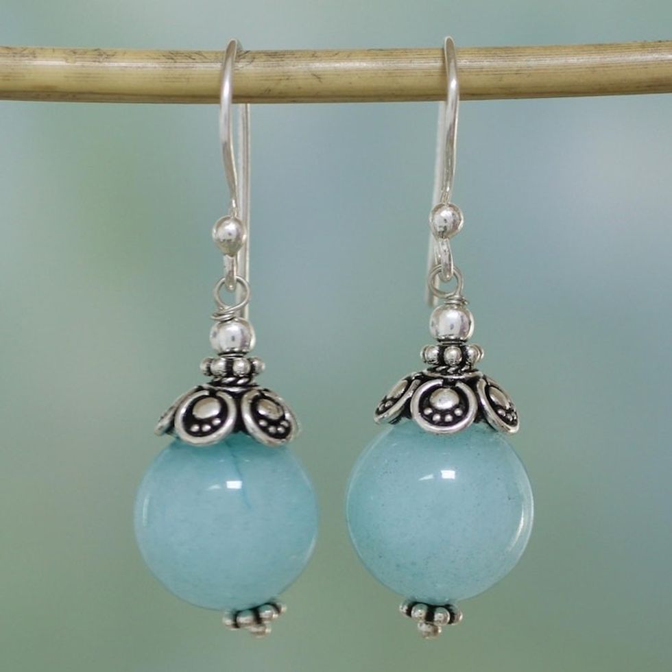 Aqua Aventurine and Sterling Silver Dangle Earrings 'Aqua Delight'