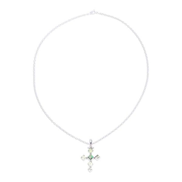 Alternate image for Peridot and Composite Turquoise Cross Pendant Necklace Verdant Cross