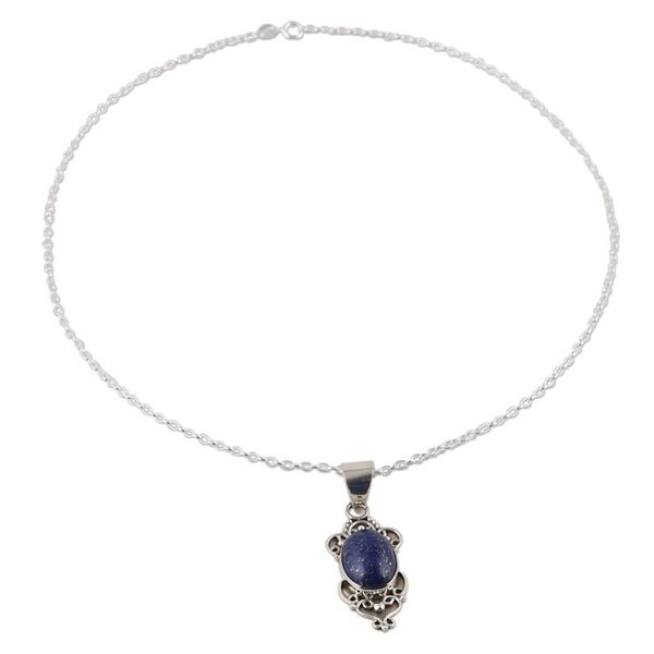 Alternate image for Handmade Lapis Lazuli and Sterling Silver Pendant Necklace Gleam of Hope