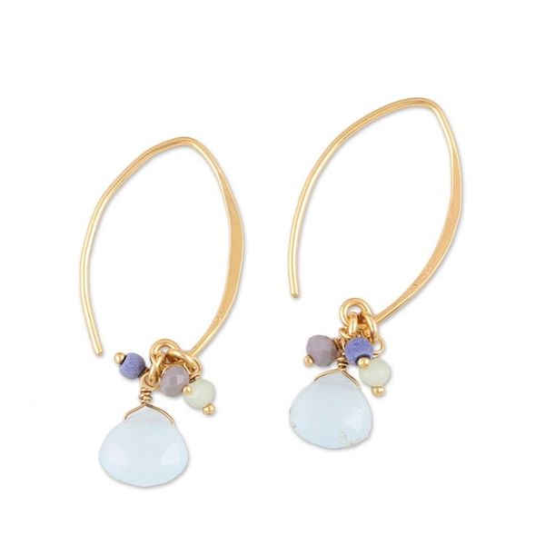 Alternate image for Lapis and Chalcedony 22k Gold Plated 925 Silver Earrings Beautiful Grace