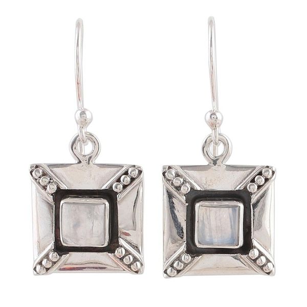 Alternate image for Handcrafted Rainbow Moonstone Sterling Silver Earrings Perfect Poise