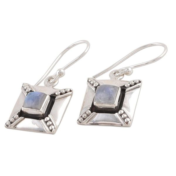 Alternate image for Handcrafted Rainbow Moonstone Sterling Silver Earrings Perfect Poise