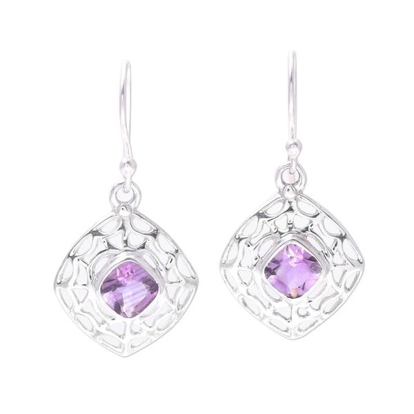Alternate image for Webbed Amethyst Dangle Earrings from India Webbed Kites