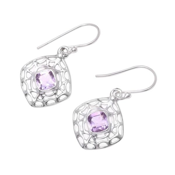 Alternate image for Webbed Amethyst Dangle Earrings from India Webbed Kites