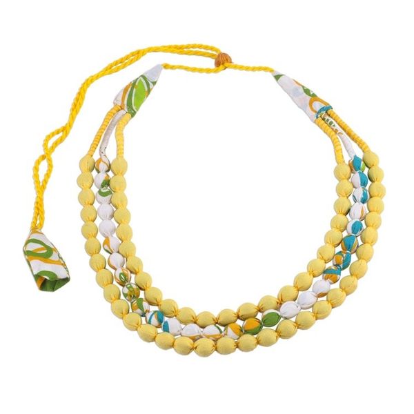 Alternate image for Indian Handcrafted Necklace of Recycled Cotton Wrapped Beads Lemon Drops