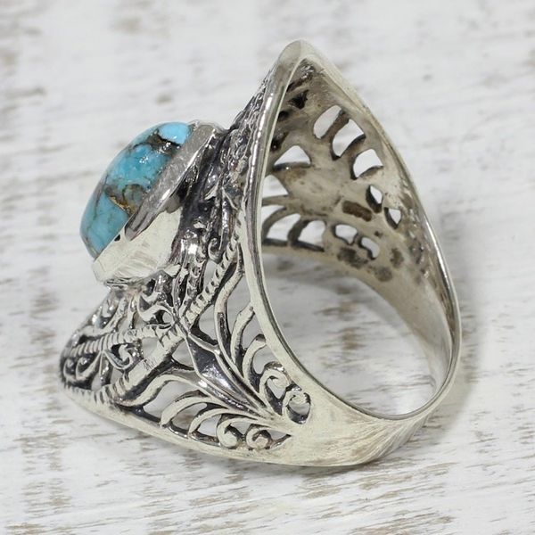 Alternate image for Sterling Silver and Composite Turquoise Indian Cocktail Ring Jali Eye