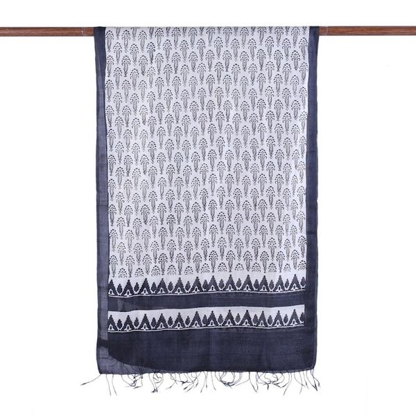 Alternate image for Black and Ecru Floral Print Silk Shawl Bengal Bouquet