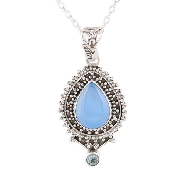 Alternate image for Handcrafted Blue Chalcedony Pendant Necklace from India Souls Serenity