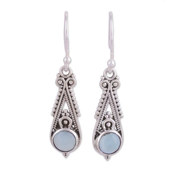 Alternate image for Pointed Chalcedony Dangle Earrings from India Regal Peaks