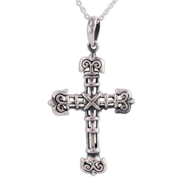 Alternate image for Sterling Silver Cross Pendant Necklace from India Bound in Faith
