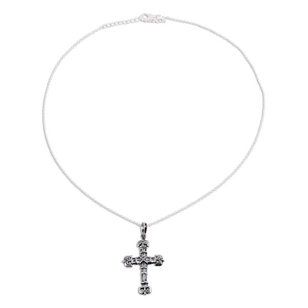 Alternate image for Sterling Silver Cross Pendant Necklace from India Bound in Faith