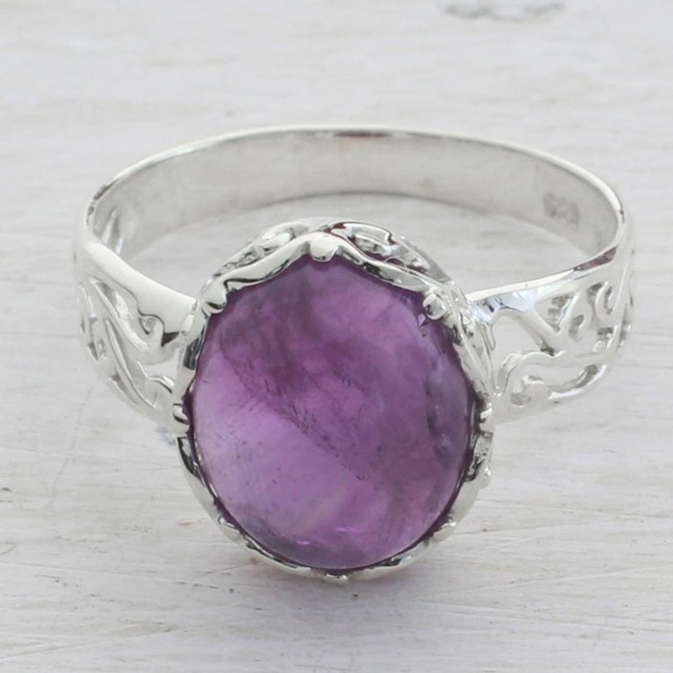 Amethyst and Sterling Silver Cocktail Ring from India 'Lilac Ecstasy'