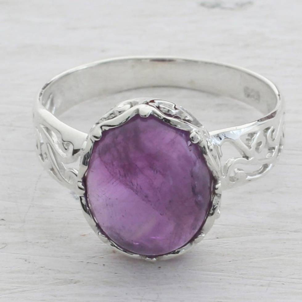 Amethyst and Sterling Silver Cocktail Ring from India 'Lilac Ecstasy'