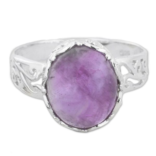 Alternate image for Amethyst and Sterling Silver Cocktail Ring from India Lilac Ecstasy
