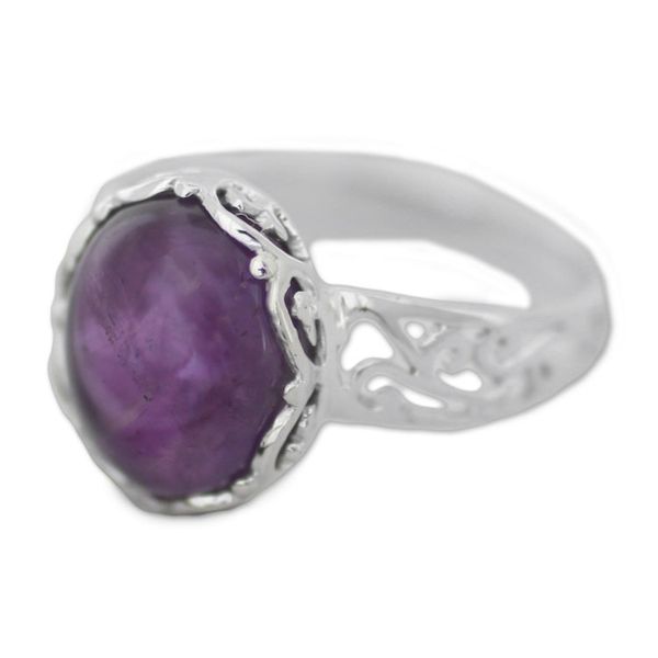 Alternate image for Amethyst and Sterling Silver Cocktail Ring from India Lilac Ecstasy