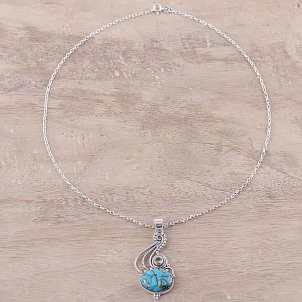 Alternate image for Sterling Silver Composite Turquoise Citrine Necklace Friendship Token