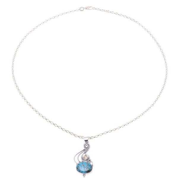 Alternate image for Sterling Silver Composite Turquoise Citrine Necklace Friendship Token