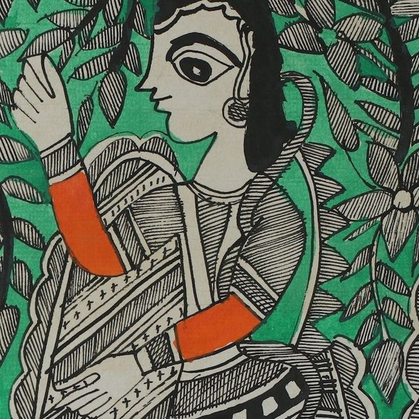 Alternate image for Signed Freehand Madhubani Painting of Rama and Sita Wedding Celebrations
