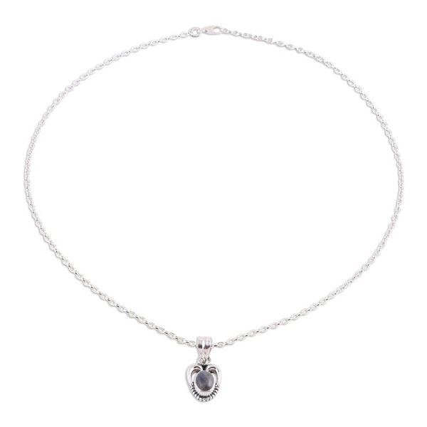 Alternate image for Labradorite and Sterling Silver Pendant Necklace from India Misty Wonder