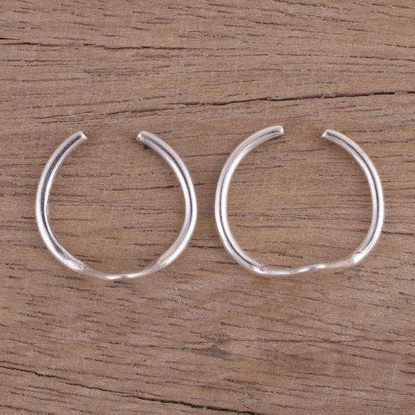 Alternate image for Modern Polished Sterling Silver Toe Band Rings Pair Steady Rhythm