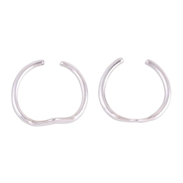 Alternate image for Modern Polished Sterling Silver Toe Band Rings Pair Steady Rhythm