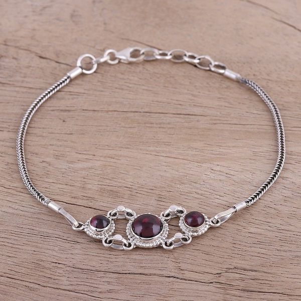 Alternate image for Garnet Cabochon Pendant Bracelet in Sterling Silver Bridge to Delhi