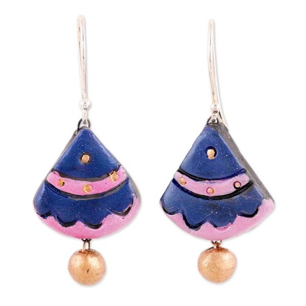 Alternate image for Hand-Painted Majestic Fan Ceramic Pair of Dangle Earrings Majestic Fan