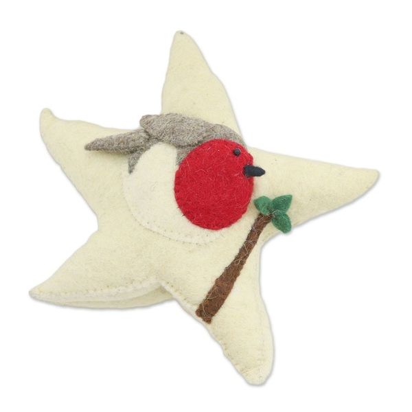 Alternate image for Star-Shaped Wool Felt Tree Topper from India Robin Star