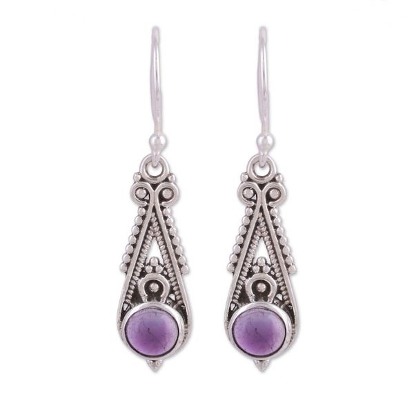 Alternate image for Pointed Amethyst Dangle Earrings from India Regal Peaks