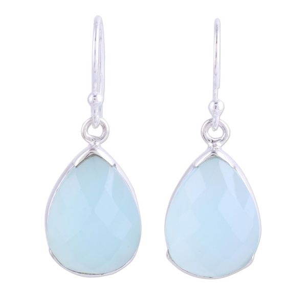 Alternate image for Aqua Chalcedony and Sterling Silver Dangle Earrings Aqua Drops