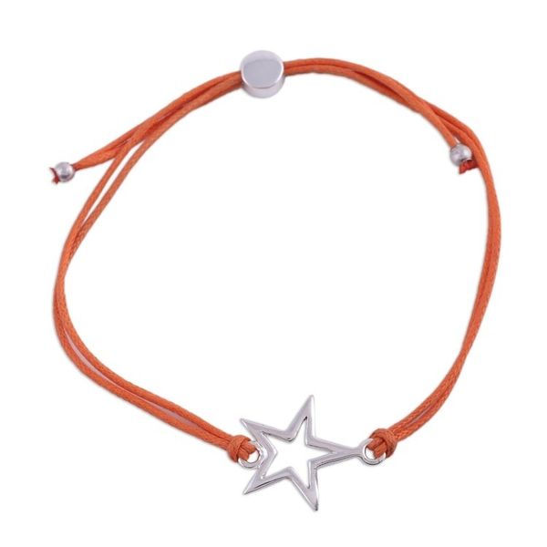 Alternate image for Sterling Silver Star Pendant Bracelet in Orange from India Starry Shine in Orange