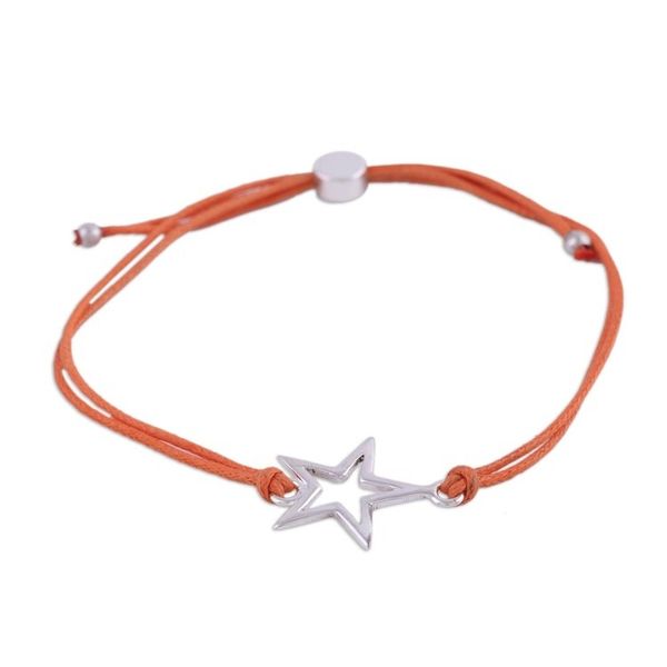 Alternate image for Sterling Silver Star Pendant Bracelet in Orange from India Starry Shine in Orange