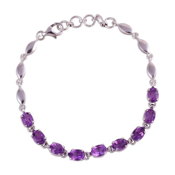 Alternate image for Adjustable Amethyst and Rhodium Plated Silver Bracelet Refreshing Lavender