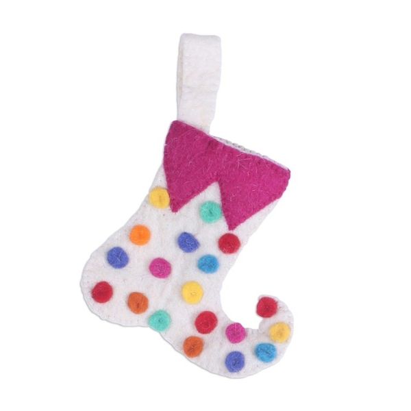 Alternate image for Stocking-Shaped Wool Ornaments Set of 6 from India Cheerful Stockings