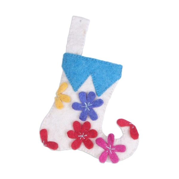 Alternate image for Stocking-Shaped Wool Ornaments Set of 6 from India Cheerful Stockings