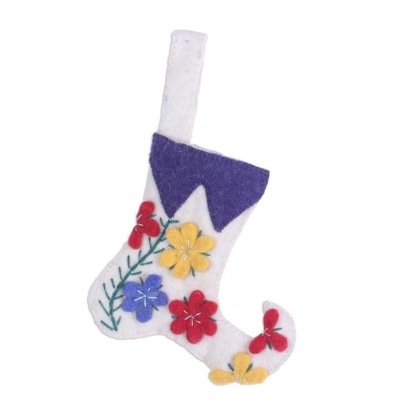 Alternate image for Stocking-Shaped Wool Ornaments Set of 6 from India Cheerful Stockings