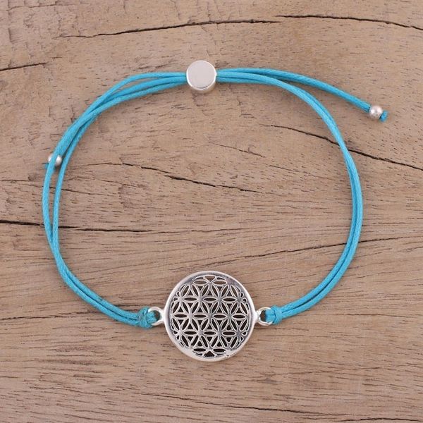 Alternate image for Sterling Silver Circular Bracelet in Sky Blue from India Starry Seeds in Sky Blue