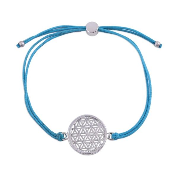 Alternate image for Sterling Silver Circular Bracelet in Sky Blue from India Starry Seeds in Sky Blue