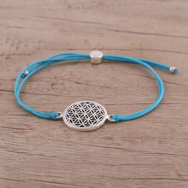 Alternate image for Sterling Silver Circular Bracelet in Sky Blue from India Starry Seeds in Sky Blue