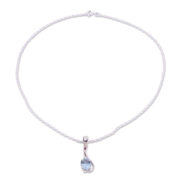 Alternate image for Blue Topaz and Ruby Pendant Necklace from India Enthralling Sky