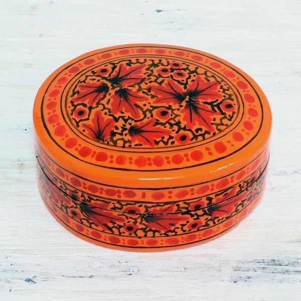 Alternate image for Orange and Red Papier Mache Decorative Box from India Serene Delight