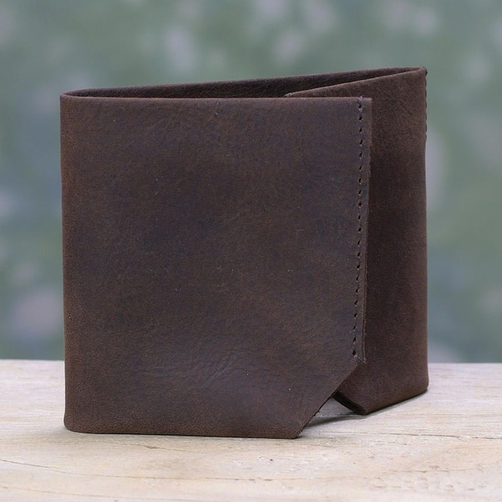 Handcrafted Trifold Chestnut Brown Men's Leather Wallet 'Chestnut Trifold'
