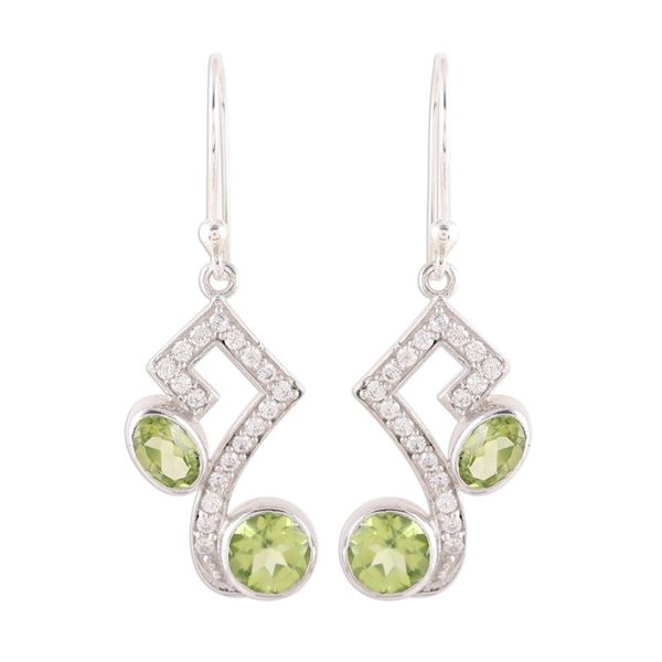 Alternate image for Handmade 925 Sterling Silver Peridot Cubic Zirconia Earrings Glimmering Intellect