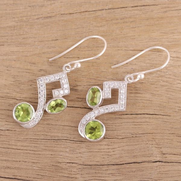 Alternate image for Handmade 925 Sterling Silver Peridot Cubic Zirconia Earrings Glimmering Intellect