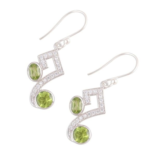 Alternate image for Handmade 925 Sterling Silver Peridot Cubic Zirconia Earrings Glimmering Intellect
