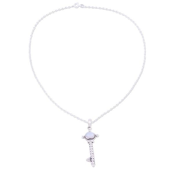 Alternate image for Key Pendant Necklace with Rainbow Moonstone Key to Paradise